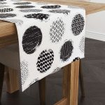 Beyaz Siyah Geometrik Puantiye Desenli Runner - CGH108-RN