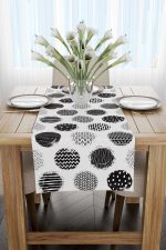 Beyaz Siyah Geometrik Puantiye Desenli Runner - CGH108-RN - Görsel 2