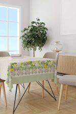 Yeşil Krem Dekoratif Limon Desenli Dijital Baskılı Masaörtüsü CGH1083-MS - Görsel 2