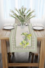 Yeşil Krem Dekoratif Limon Desenli Dijital Baskılı Runner CGH1083-RN - Görsel 2