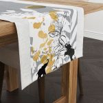 Gri Siyah Modern Dekoratif Fil Desenli Dijital Baskılı Runner CGH1084-RN