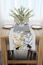 Gri Siyah Modern Dekoratif Fil Desenli Dijital Baskılı Runner CGH1084-RN - Görsel 2