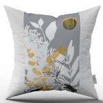 Gri Siyah Modern Dekoratif Fil Desenli Dijital Baskılı Kırlent Kılıfı CGH1084