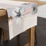 Gri Pembe Modern Çiçek Desenli Dijital Baskılı Runner CGH1085-RN