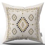 Krem Siyah Etnik Kilim Desenli Dijital Baskılı Kırlent Kılıfı CGH1086