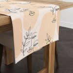 Krem Siyah Modern Dekoratif  Siluet Desenli Dijital Baskılı Runner CGH1094-RN