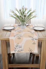 Krem Siyah Modern Dekoratif  Siluet Desenli Dijital Baskılı Runner CGH1094-RN - Görsel 2