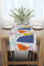 Beyaz Çok Renkli Modern Siluet Desenli Dijital Baskılı Runner CGH1097-RN - Görsel 2