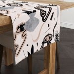 Siyah Krem Renkli Modern Siluet Desenli Dijital Baskılı Runner CGH1098-RN