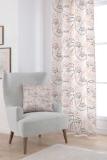 Siyah Krem Renkli Modern Siluet Desenli Dijital Baskılı Perde CGH1099-PR