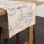 Siyah Krem Renkli Modern Siluet Desenli Dijital Baskılı Runner CGH1099-RN
