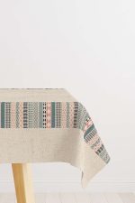Krem Turuncu Etnik Kilim Desenli Dijital Baskılı Masaörtüsü CGH1108-MS