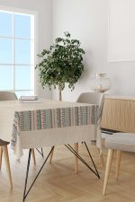 Krem Turuncu Etnik Kilim Desenli Dijital Baskılı Masaörtüsü CGH1108-MS - Görsel 2