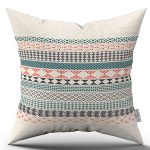 Krem Turuncu Etnik Kilim Desenli Dijital Baskılı Kırlent Kılıfı CGH1108
