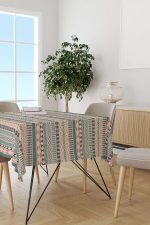 Krem Turuncu Etnik Kilim Desenli Dijital Baskılı Masaörtüsü CGH1109-MS - Görsel 2