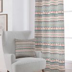Krem Turuncu Etnik Kilim Desenli Dijital Baskılı Perde CGH1109-PR