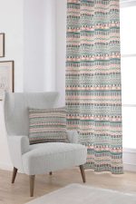 Krem Turuncu Etnik Kilim Desenli Dijital Baskılı Perde CGH1109-PR