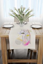 Krem Pembe Modern Dekoratif Çiçek Desenli Dijital Baskılı Runner CGH1112-RN - Görsel 2