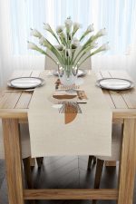 Krem Kahverengi Modern Dekoratif Desenli Dijital Baskılı Runner CGH1115-RN - Görsel 2