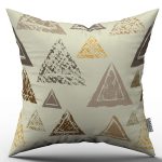 Sarı Kahverengi Geometrik Desenli Kırlent Yastık Kılıfı - CGH112