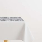 Gri Beyaz Etnik Damask Desenli Masaörtüsü CGH113-MS