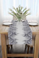 Gri Etnik Damask Desenli Dijital Baskılı Runner CGH113-RN