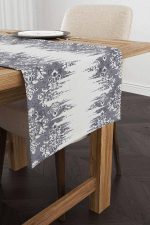 Gri Etnik Damask Desenli Dijital Baskılı Runner CGH113-RN - Görsel 2