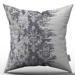 Gri Beyaz Etnik Damask Desenli Kırlent Yastık Kılıfı - CGH113