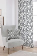 Gri Beyaz Damask Desenli Dijital Baskılı Perde CGH115-PR