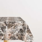 Beyaz Kahverengi Damask Desenli Masaörtüsü CGH118-MS