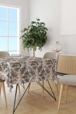 Beyaz Kahverengi Damask Desenli Masaörtüsü CGH118-MS - Görsel 2