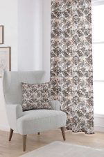 Beyaz Kahverengi Damask Desenli Dijital Baskılı Perde CGH118-PR