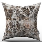 Beyaz Kahverengi Damask Desenli Kırlent Yastık Kılıfı - CGH118