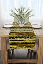 Sarı Siyah Papatya Desenli Dijital Baskılı Runner CGH1193-RN - Görsel 2