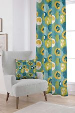Yeşil Sarı Dekoratif Yaprak Desenli Dijital Baskılı Perde CGH1199-PR
