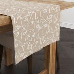 Krem Beyaz Bohem Modern Siluet Desenli Dijital Baskılı Runner CGH1209-RN