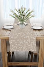 Krem Beyaz Bohem Modern Siluet Desenli Dijital Baskılı Runner CGH1209-RN - Görsel 2