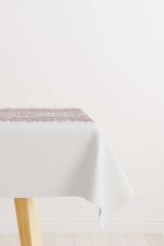 Pembe Beyaz Damask Etnik Desenli Masaörtüsü CGH121-MS