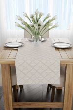 Krem Beyaz Bohem İskandinav Geometrik Desenli Dijital Baskılı Runner CGH1210-RN - Görsel 2
