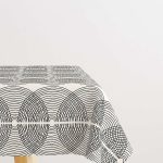 Krem Siyah Bohem İskandinav Geometrik Desenli Dijital Baskılı Masaörtüsü CGH1214-MS