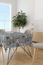 Gri Siyah Çiçekli Masaörtüsü CGH124-MS - Görsel 2