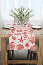 Kırmızı Beyaz Marin Desenli Dijital Baskılı Runner CGH1242-RN - Görsel 2