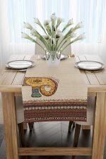Kahverengi Etnik Fil Desenli Dijital Baskılı Runner -CGH1267-RN - Görsel 2