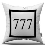 Beyaz Siyah 777 Melek Sayılı Dijital Baskılı Kırlent Kılıfı CGH1269