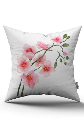 Pembe Çiçek Desenli Dijital Baskılı Kırlent Kılıfı CGH1277