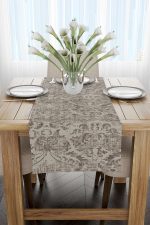 Gri Kahverengi Etnik Çiçekli Dekoratif Runner - CGH128-RN - Görsel 2