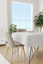 Beyaz Gri Ramazan Temalı Dekoratif Desenli Dijital Baskılı Masaörtüsü CGH1283-2-MS - Görsel 2
