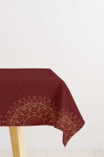 Kırmızı Bordo Ramazan Temalı Motif Desenli Dijital Baskılı Masaörtüsü CGH1286-MS