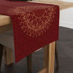 Kırmızı Bordo Ramazan Temalı Motif Desenli Dijital Baskılı Runner CGH1286-RN