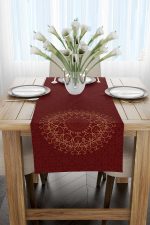 Kırmızı Bordo Ramazan Temalı Motif Desenli Dijital Baskılı Runner CGH1286-RN - Görsel 2